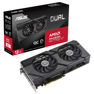 ASUS Вiдеокарта Radeon RX 7700 XT 12GB GDDR6 DUAL OC DUAL-RX7700XT-O12G