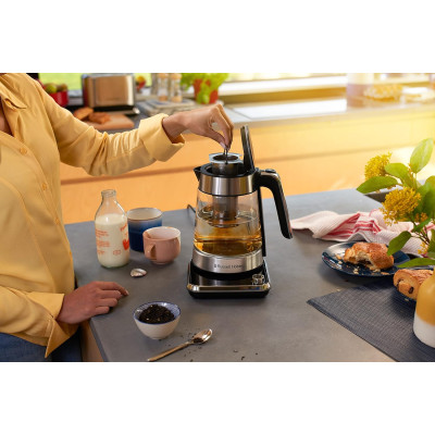 Russell Hobbs Електрочайник Attentiv Kettle, 1.7л, Strix, скло, база зі сховищем для шнура, сірий