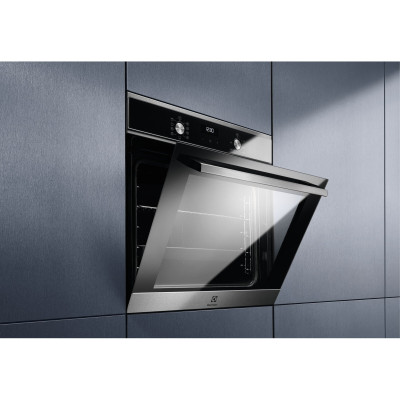 Electrolux Духова шафа електрична, 65л, А, пара, дисплей, конвекція, телескопічні напрямні, чорний+нерж