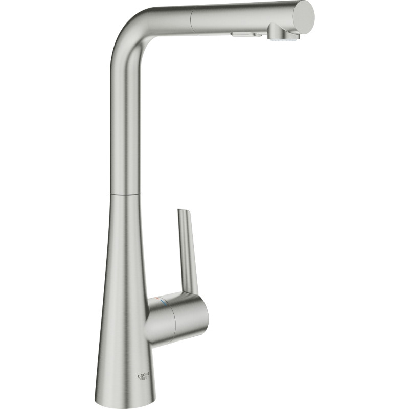 Grohe Змішувач для кухні Scala, довж.виливу - 205мм, поворотний/витяжний, 1важіль, супер сталь