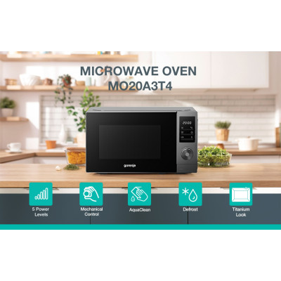 Gorenje Мікрохвильова піч Gorenje, 20л, електр. керув., 700Вт, дисплей, нерж Gorenje Мікрохвильова піч Gorenje, 20л, електр. керув., 700Вт, дисплей, нерж