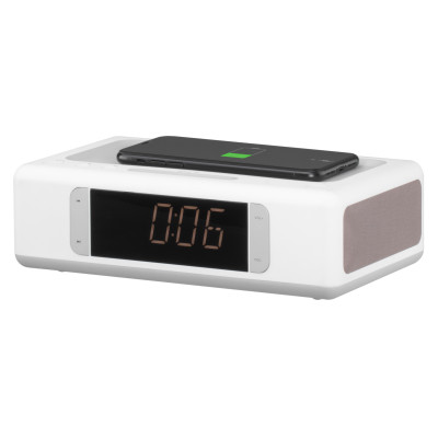 2E Акустична док-станція SmartClock Wireless Charging, Alarm Clock, Bluetooth, FM, USB, AUX White