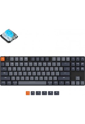 Keychron Клавіатура механічна K1SE 87Key, Gateron Blue, BT/USB-A, Low Profile, EN/UKR, White Led, чорний