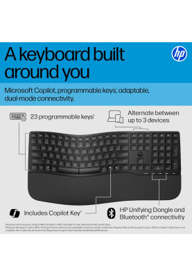 HP Клавіатура мембранна HP 680 Comfort Dual-Mode 111key, BT, EN/UK, чорний