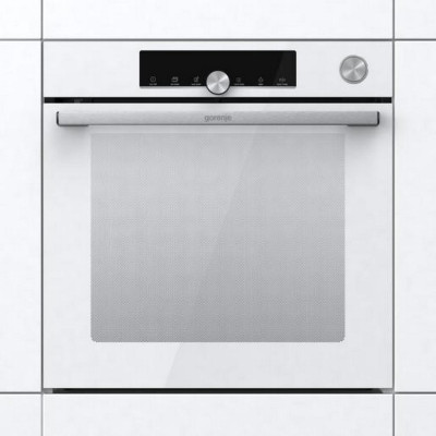 Gorenje Духова шафа електрична, 77л, A+, пара, дисплей, готування на різних рівнях, піроліз, білий