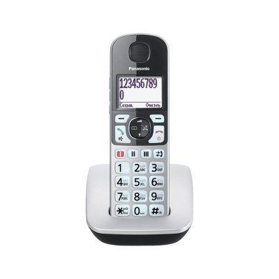 Panasonic Радіотелефон DECT KX-TGE510RUS, чорно-сріблястий Panasonic Радіотелефон DECT KX-TGE510RUS, чорно-сріблястий
