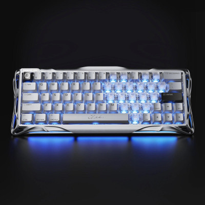GravaStar Клавіатура магнітна Mercury V60 Pro 60keys, GravaStar Blackcore, USB-A, 8k, RGB, Chrome Silver