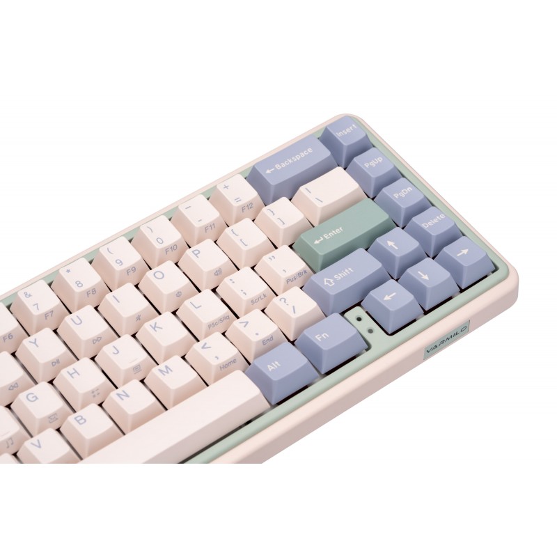 Varmilo Клавіатура механічна Minilo VXT67 Eucalyptus 67Key, Gateron G Pro 2.0 Brown, BT/WL/USB-A, Hot-Swap, EN, RGB, Рожевий