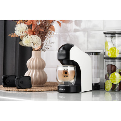 ARDESTO Кофеварка капсульна, 0.8л, капсули Nespresso, Nescafe Dolce Gusto, мелена кофе, сенсорне керування, білий
