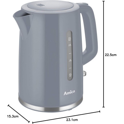 Hansa Електрочайник Amica 1.7л, пластик, сірий