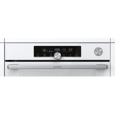 Gorenje Духова шафа електрична, 77л, A+, пара, дисплей, готування на різних рівнях, піроліз, білий