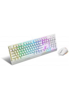 MSI Комплект клавіатура та миша Vigor GK30 COMBO WHITE UA USB, EN/UKR/RU, RGB, білий