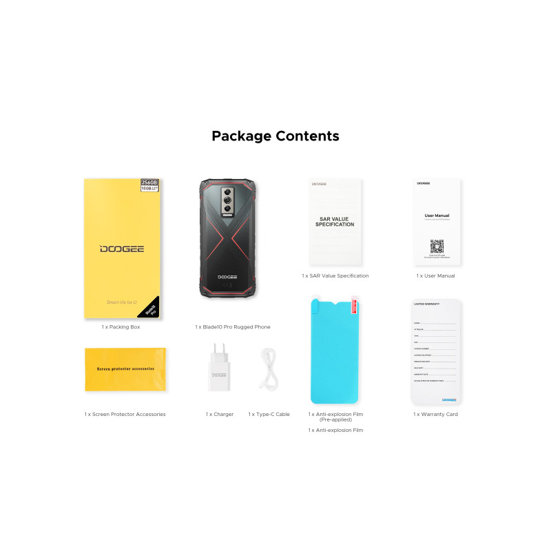 Doogee Смартфон Blade 10 Pro 6.56" 6/256ГБ, 2SIM, 5150мА•год, чорно-червоний