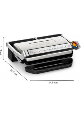 Tefal Гриль прижимний OptiGrill+ XL 2000Вт, темп. режимів-4, з`ємні пластини, алюміній, метал