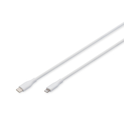 Digitus USB-C > Lightning заряджання/синхронізації, 1м, USB 2.0, 60W, силіконовий, білий