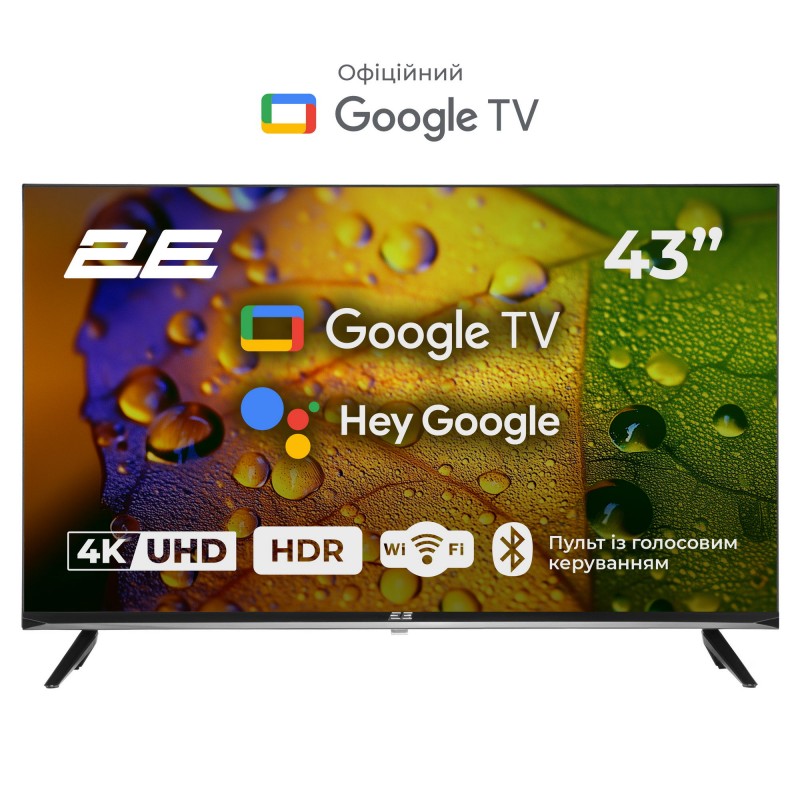 2E Телевізор 43" LED 4K 60Hz Smart Google TV Black