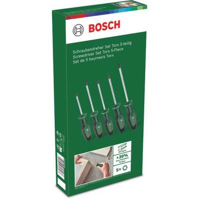 Bosch Викрутки Torx набір 5шт, T10, 15, 20, 25, 30