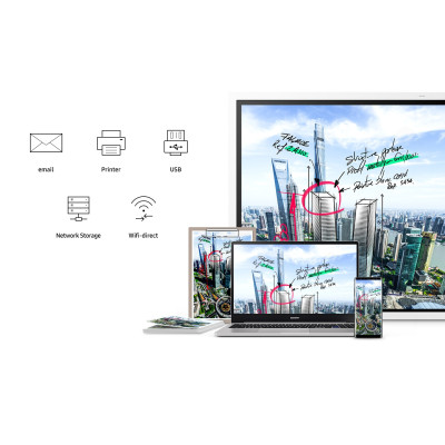 Samsung Дисплей 55" Flip 2 WM55R 3840x2160, 350nit, New Edge, WiFi, Bluetooth, Touch