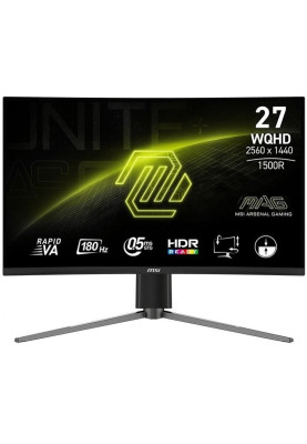 MSI Монітор 27" MAG 27CQ6PF 2xHDMI, DP, Audio, VA, 2560x1440, 180Hz, 0.5ms, sRGB 105%, CURVED, AdaptiveSync, HAS