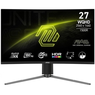 MSI Монітор 27" MAG 27CQ6PF 2x HDMI, DP, Audio, VA, 2560x1440, 180Hz, 0.5ms, sRGB 105%, CURVED, AdaptiveSync, HAS