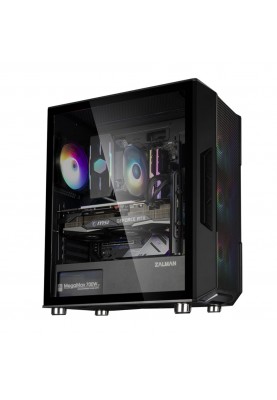 Zalman Корпус I3 NEO BLACK, без БЖ, 1xUSB3.0, 2xUSB2.0, 4x120mm RGB fans, TG Side Panel, ATX, Black