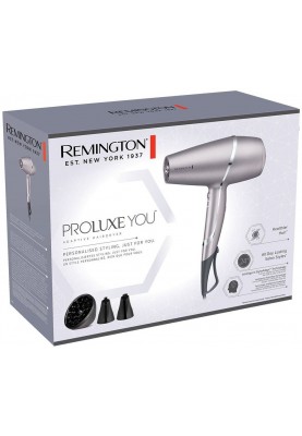 Remington Фен ProLuxe You Adaptive, 2400Вт, 3 режими, дифузор, іоніз-я, хол. обдув, турбо режим, сірий