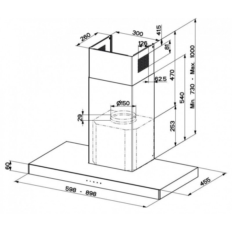 Faber Витяжка купольна, 60см, 1186м3г, Stilo Glass Smart X/V A60, нерж