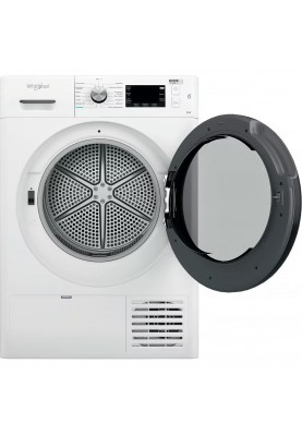 Whirlpool Сушильна машина тепловий насос, 9кг, A++, 65см, дисплей, люк чорний, білий