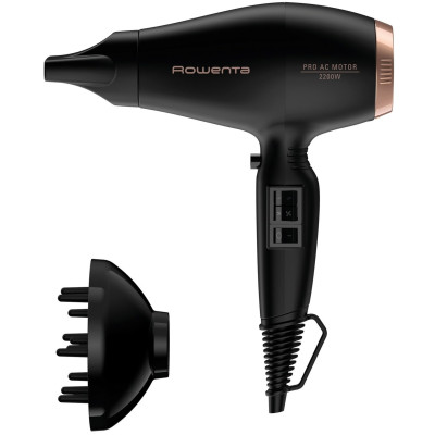 Rowenta Фен Compact PRO+, 2200Вт, 2 режими, дифузор, іоніз-я, хол. обдув, чорний