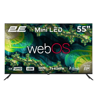 2E Телевізор 55" MiniLED 4K 60Hz Smart WebOS Black