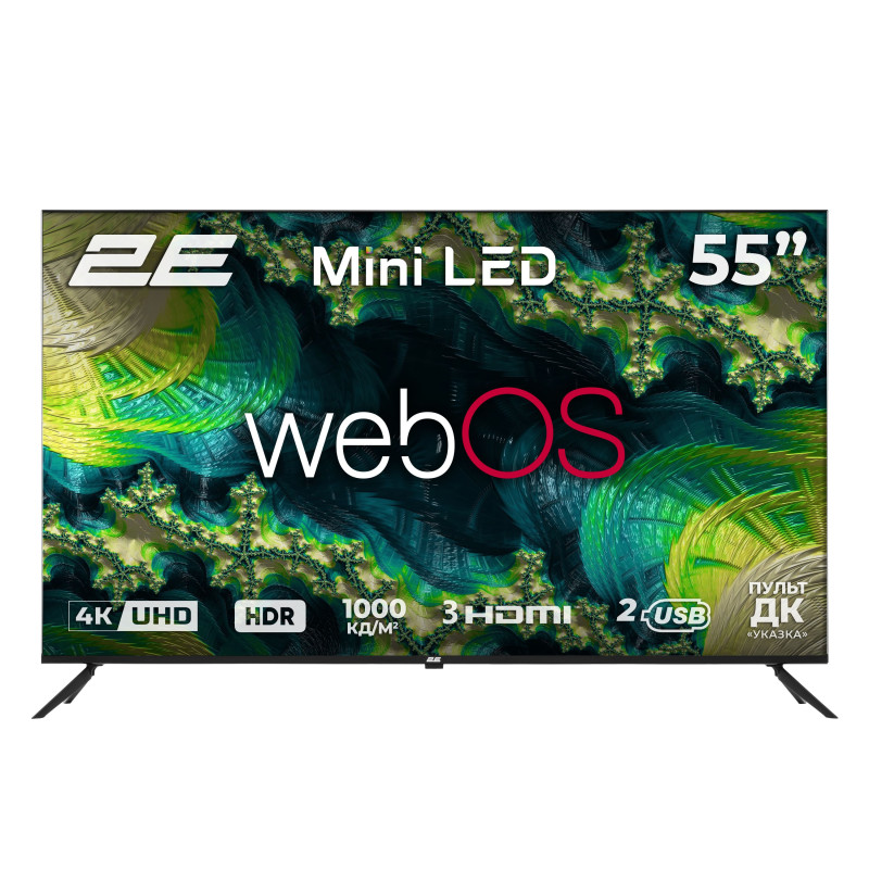 2E Телевізор 55" MiniLED 4K 60Hz Smart WebOS Black