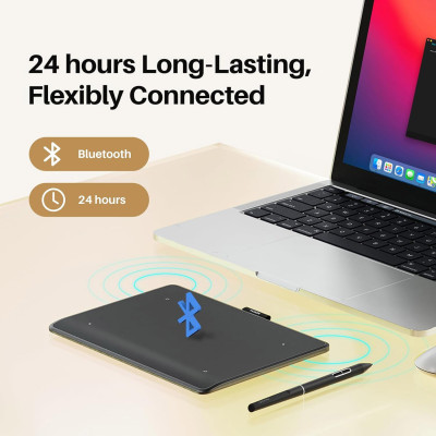 Huion Графічний планшет 6.3"x3,9" Inspiroy Frego S, BT, USB-C, чорний