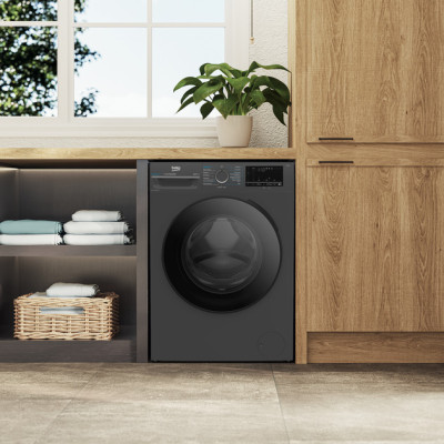 Beko Пральна машина  фронтальна, 8кг, 1400, A, 50см, дисплей, пар, інвертор, темно-сірий