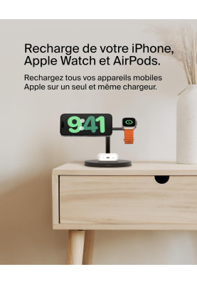 Belkin Зарядне пристрій бездротовий 3в1 Magnetic Pad Qi2 15Вт, чорний