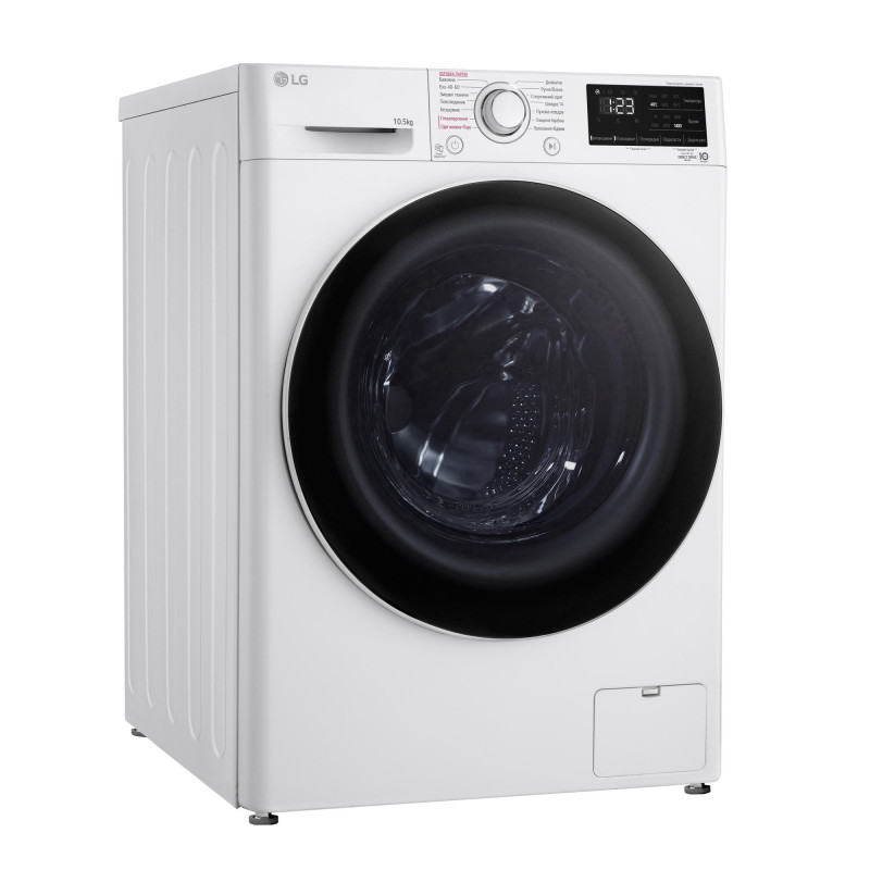 LG Пральна машина фронтальна, 10,5кг, 1400, A+++, 57см, дисплей, пара, інвертор, білий