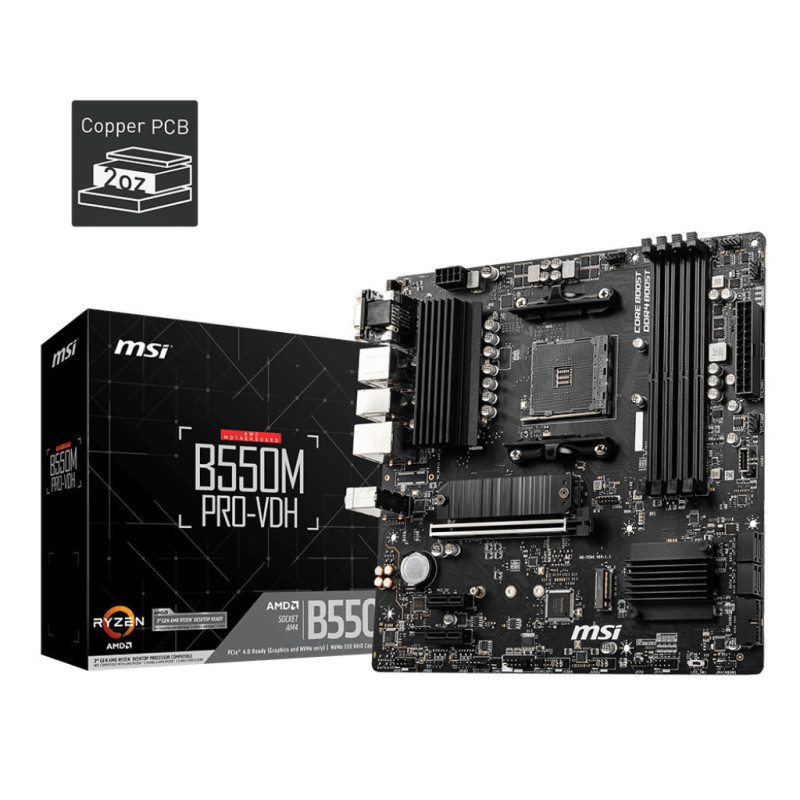 MSI Материнcька плата B550M PRO-VDH sAM4 B550 4xDDR4 M.2 HDMI DP D-Sub mATX