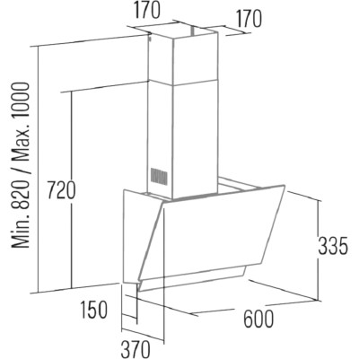 Cata Витяжка похила, 60см, 1000м.куб/год, Juno 6000 gbk, білий