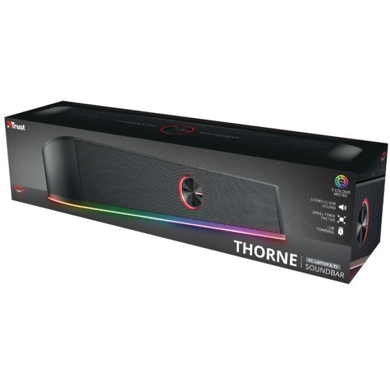 Trust Акустична система (Звукова панель) GXT 619 Thorne RGB Illuminated Soundbar BLACK