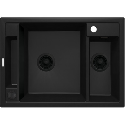 Deante Мийка кухонная Magnetic, граніт, прямокутник, без крил, 690х500х219мм, чаша - 1.5, накладна, чорний
