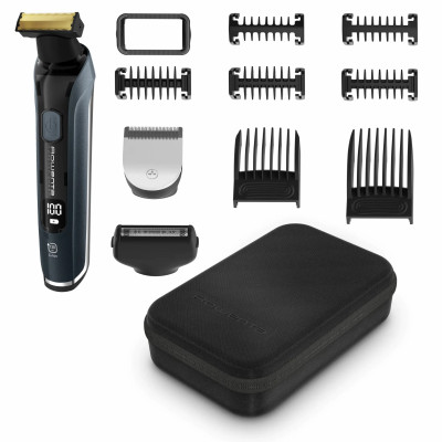 Rowenta Тримір Forever Sharp Ultimate, для бороди, вусів, акум., насадок-10, 120 хв. використання, дисплей, сталь, синій