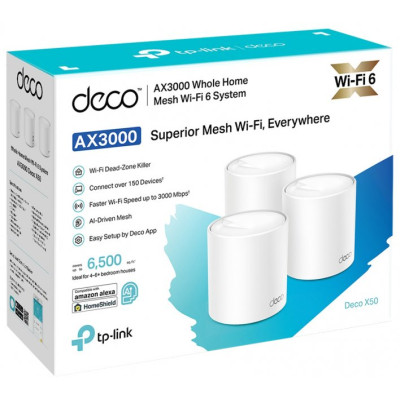 TP-Link Маршрутизатор DECO X50 3PK AX3000 3xGE LANWAN MU-MIMO OFDMA TP-Link Маршрутизатор DECO X50 3PK AX3000 3xGE LANWAN MU-MIMO OFDMA