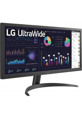 LG Монітор 25.7" 26WQ500-B HDMI, Audio, IPS, 2560x1080, 21:9, 75Hz, sRGB 99%, FreeSync, HDR10