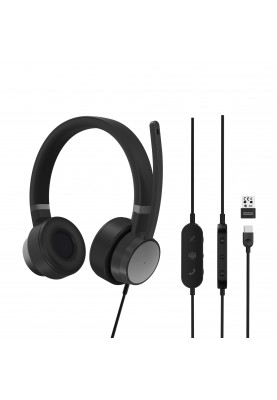 Lenovo Гарнітура ПК стерео On-ear Go Wired ANC, USB-A/USB-C, 2м, чорний