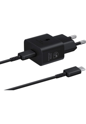 Samsung Зарядний пристрій мережевий 25Вт USB-С, кабель USB-C > USB-C, 1м, чорний
