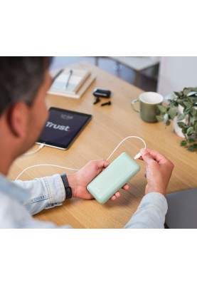 Trust Акумулятор портативний літій-іонний power bank Redoh, 20000мА·рік, USB-A/2хUSB-C, 18W, QC 3.0, PD, зелений