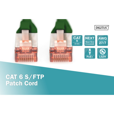 Digitus Патч-корд CAT 6 S-FTP, 10м, AWG 27/7, LSZH, зелений