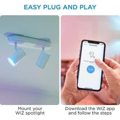 WiZ Світильник точковий накладний розумний IMAGEO Spots, 2х5W, 2200-6500K, RGB, Wi-Fi, білий