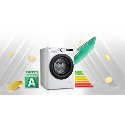 LG Пральна машина фронтальна, 11кг, 1400, A, 57см, дисплей, пара, інвертор, білий LG Пральна машина фронтальна, 11кг, 1400, A, 57см, дисплей, пара, інвертор, білий