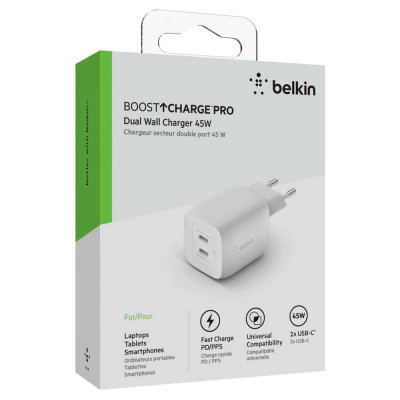 Belkin Мережевий ЗП Home Charger 45W GAN PD PPS Dual USB-С