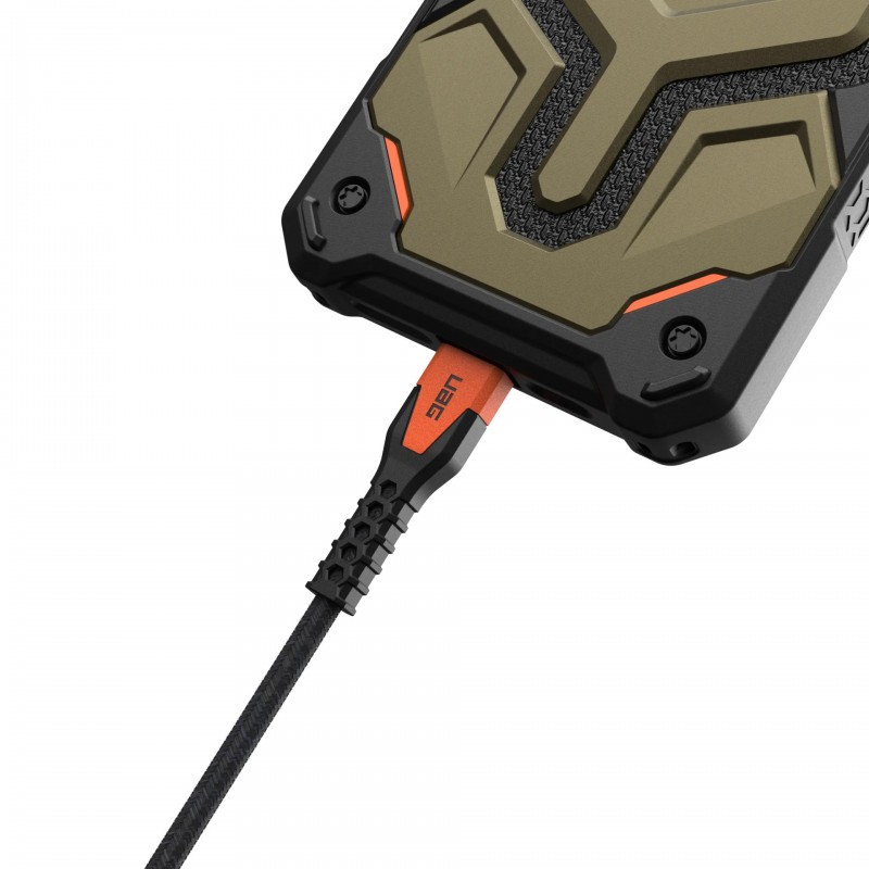 UAG Кабель USB-C > USB-C заряджання/синхронізації, 1.5м, 60Вт, Type-C, Rugged Kevlar, Black/Orange